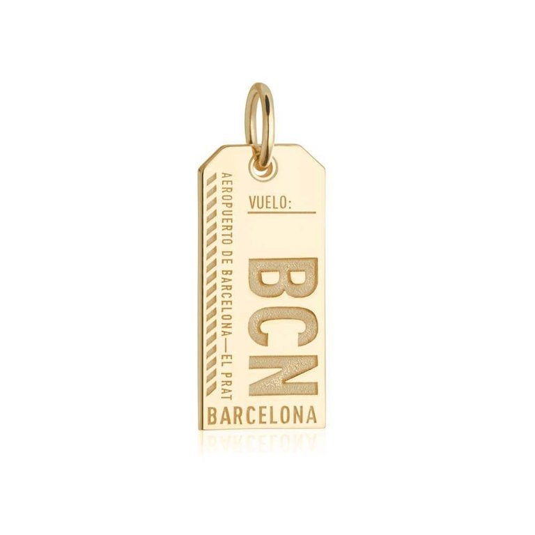 Nicole Parker King BCN Barcelona Luggage Tag Charm Gold Vermeil