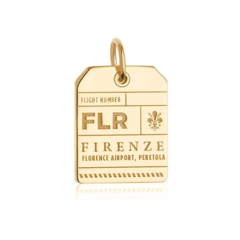 Nicole Parker King FLR Firenze Luggage Tag Charm Gold Vermeil