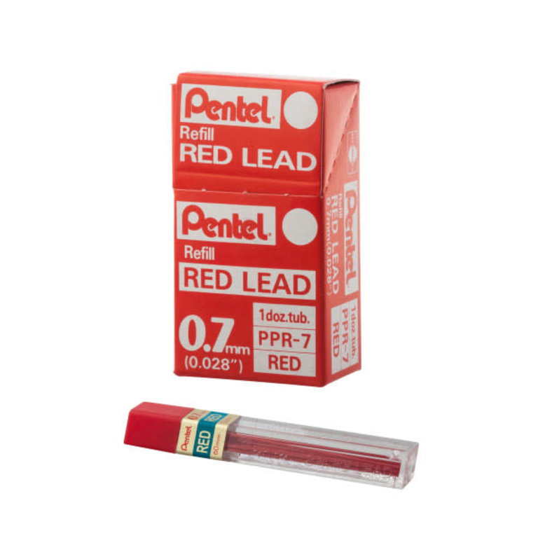 Pentel Pentel Super Hi-Polymer Leads Red .7 mm 12 Pack