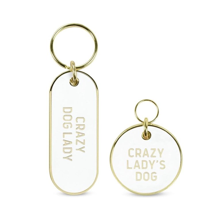 Fred & Friends Crazy Dog Lady Keychain + Pet Tag Set