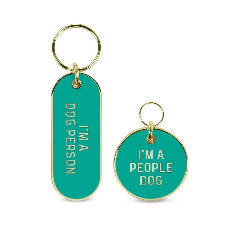 Fred & Friends I'm A Dog Person Keychain + Pet Tag Set