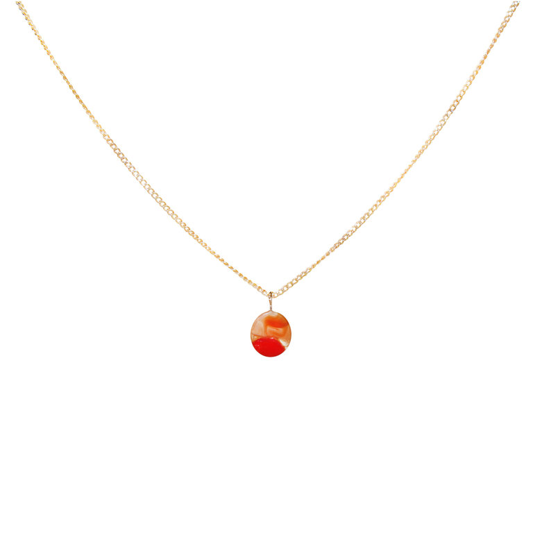 Julie Burton Dot Necklace Clay Clear Red Gold Fill