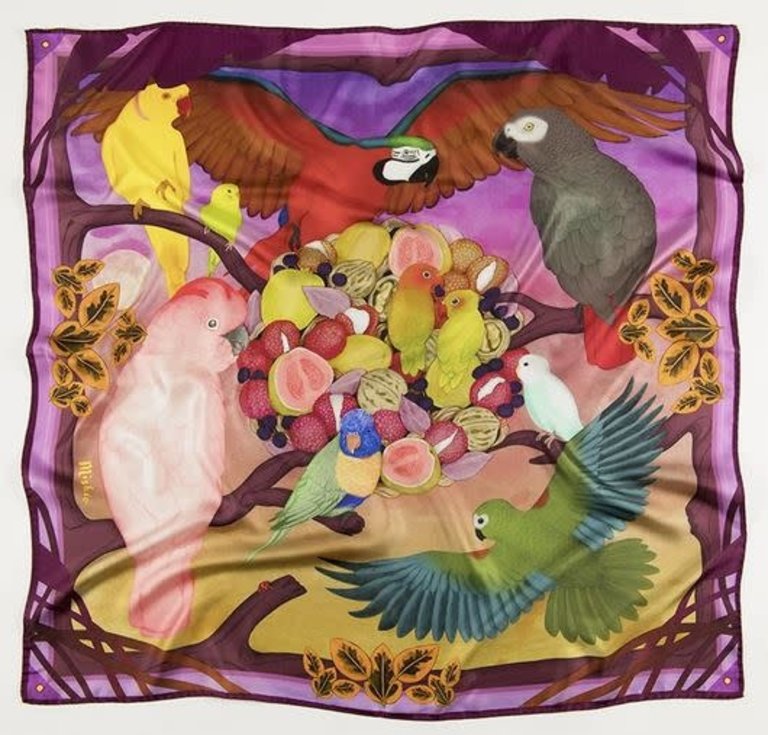 Michelle Pang Illustrated Silk Scarf