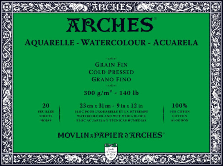 Arches Arches Watercolor Block Cold Press 140 lb 9''x12'' 20 Sheets