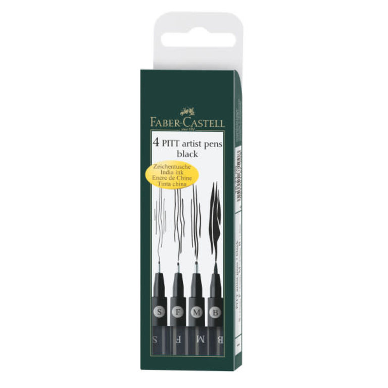 Faber-Castell Faber-Castell Pitt Artist Pen Black 4 Set