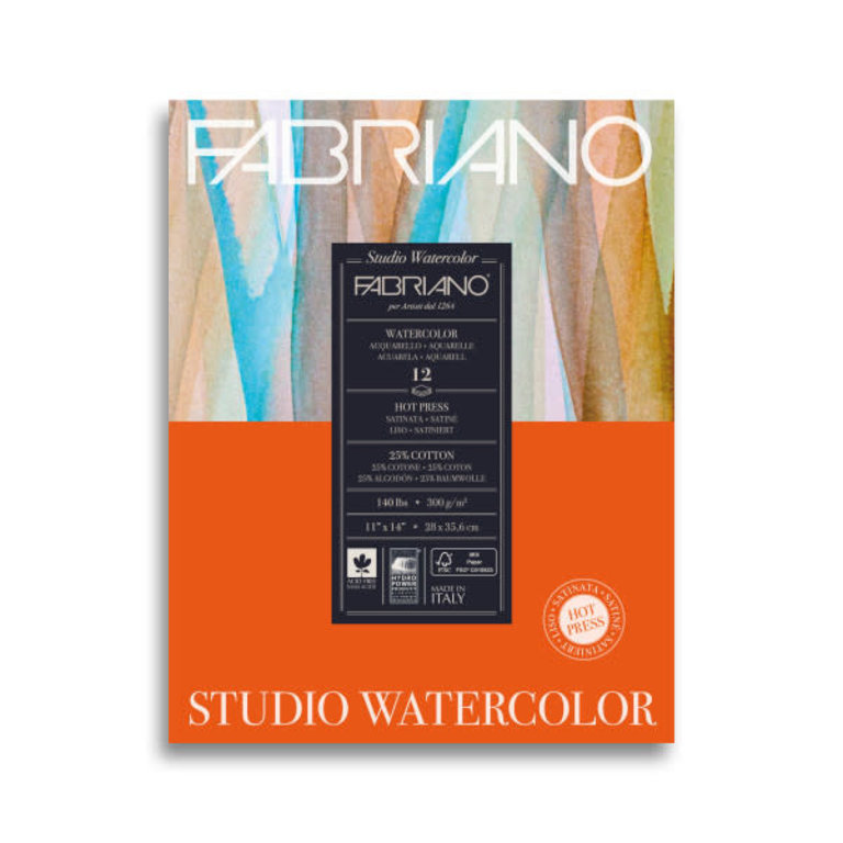 Fabriano Fabriano Studio Watercolor Pad Hot Press 140 lb 11"x14" 12 Sheets