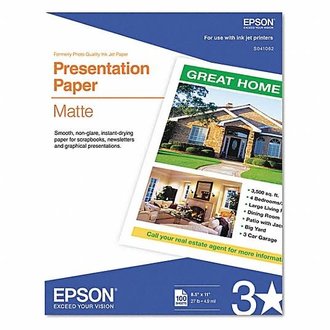 Epson Inkjet  Presentation Paper Matte 8.5"x11" 27 lb 100 sheets