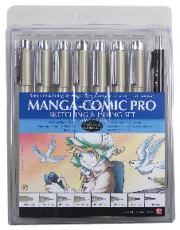 Sakura Pigma Manga Comic Pro Black Pen Set