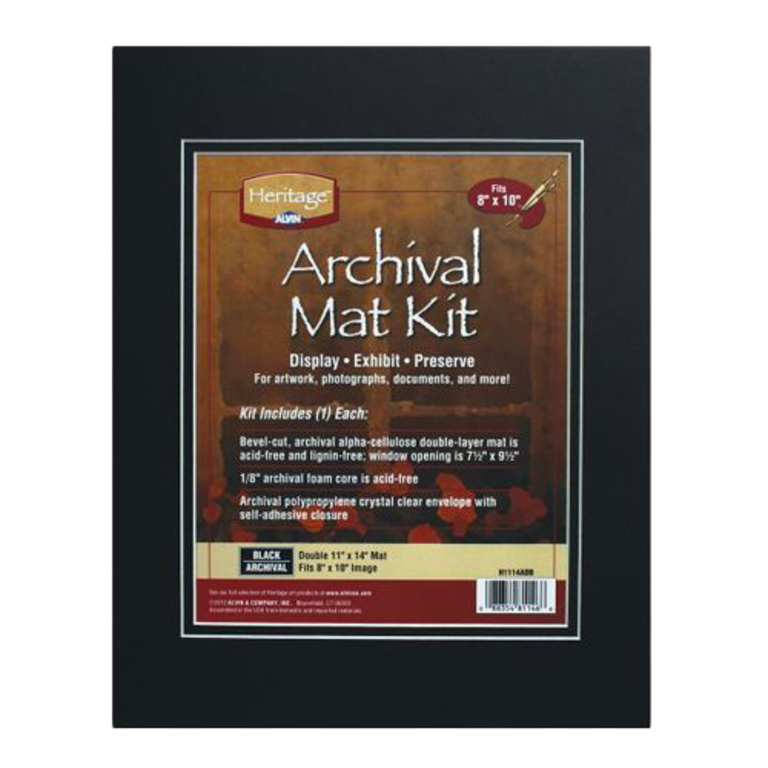 Alvin Heritage Art Pre-Cut Double Layer Archival Mat Kit Black