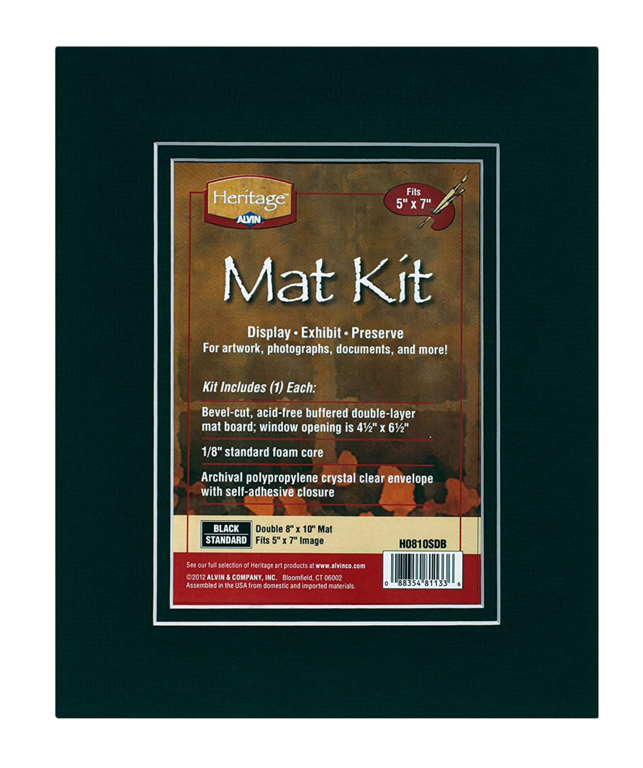 Alvin Heritage Art Pre-Cut Double Layer Standard Mat Kit Black