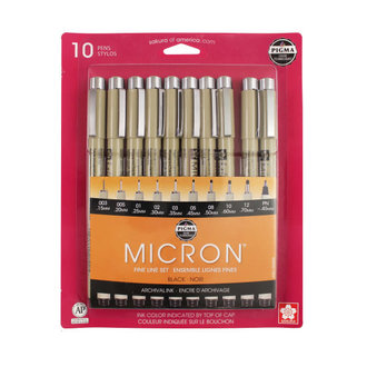 Sakura Pigma Black Pen Set 10 Set Black