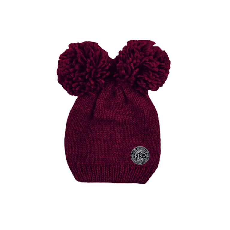 RISD Youth Knit Rey Double Pom Pom RISD Seal Hat