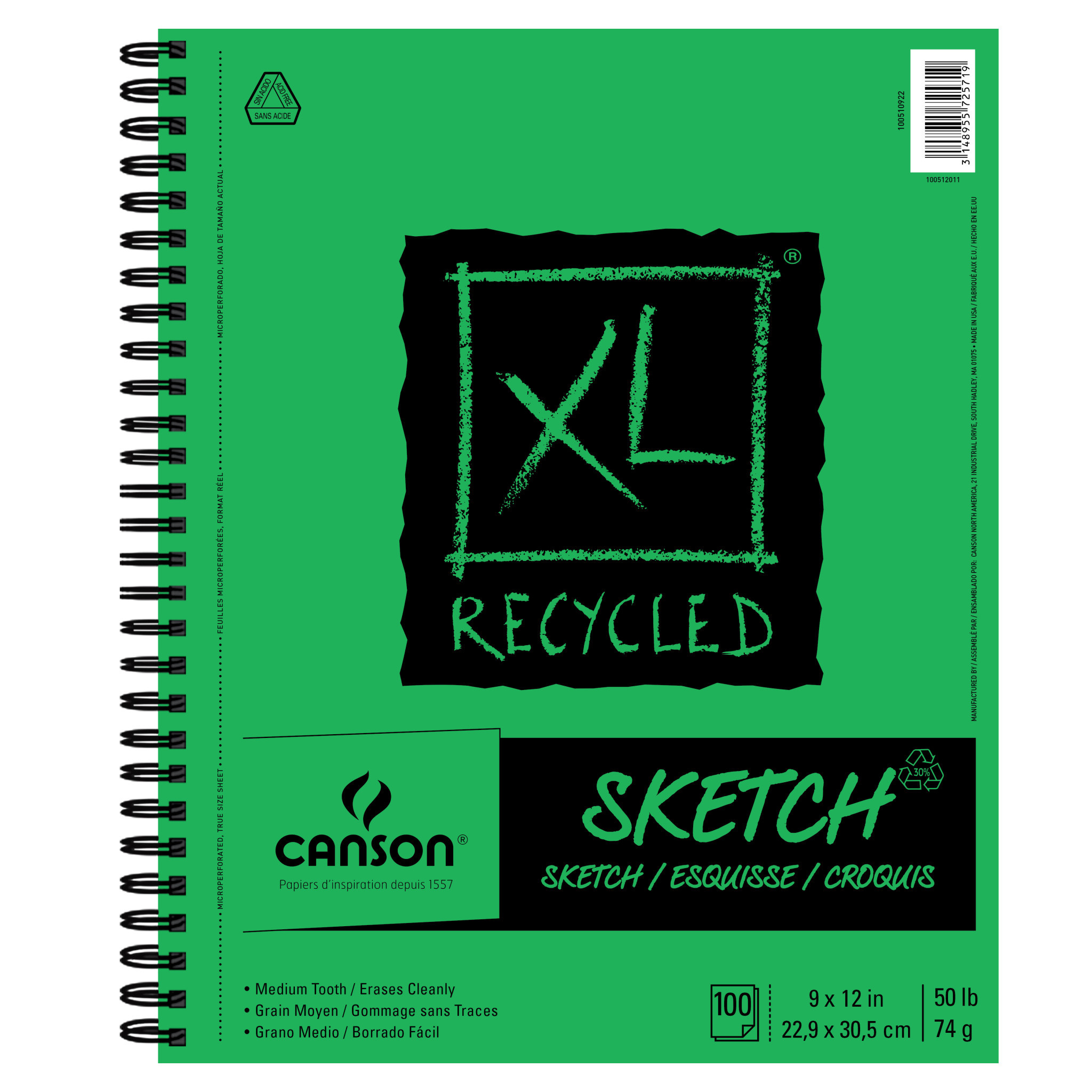 Canson XL Black Spiral Drawing Pad (150 GSM)