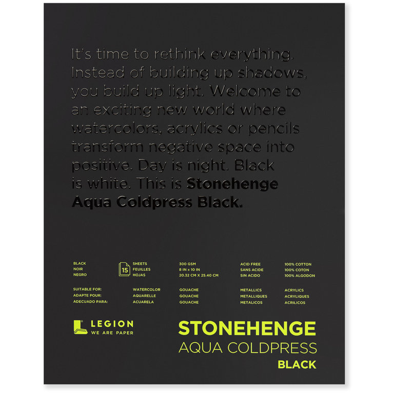 Legion Paper Legion Stonehenge Aqua Watercolor Block Cold Press Black 140 lb