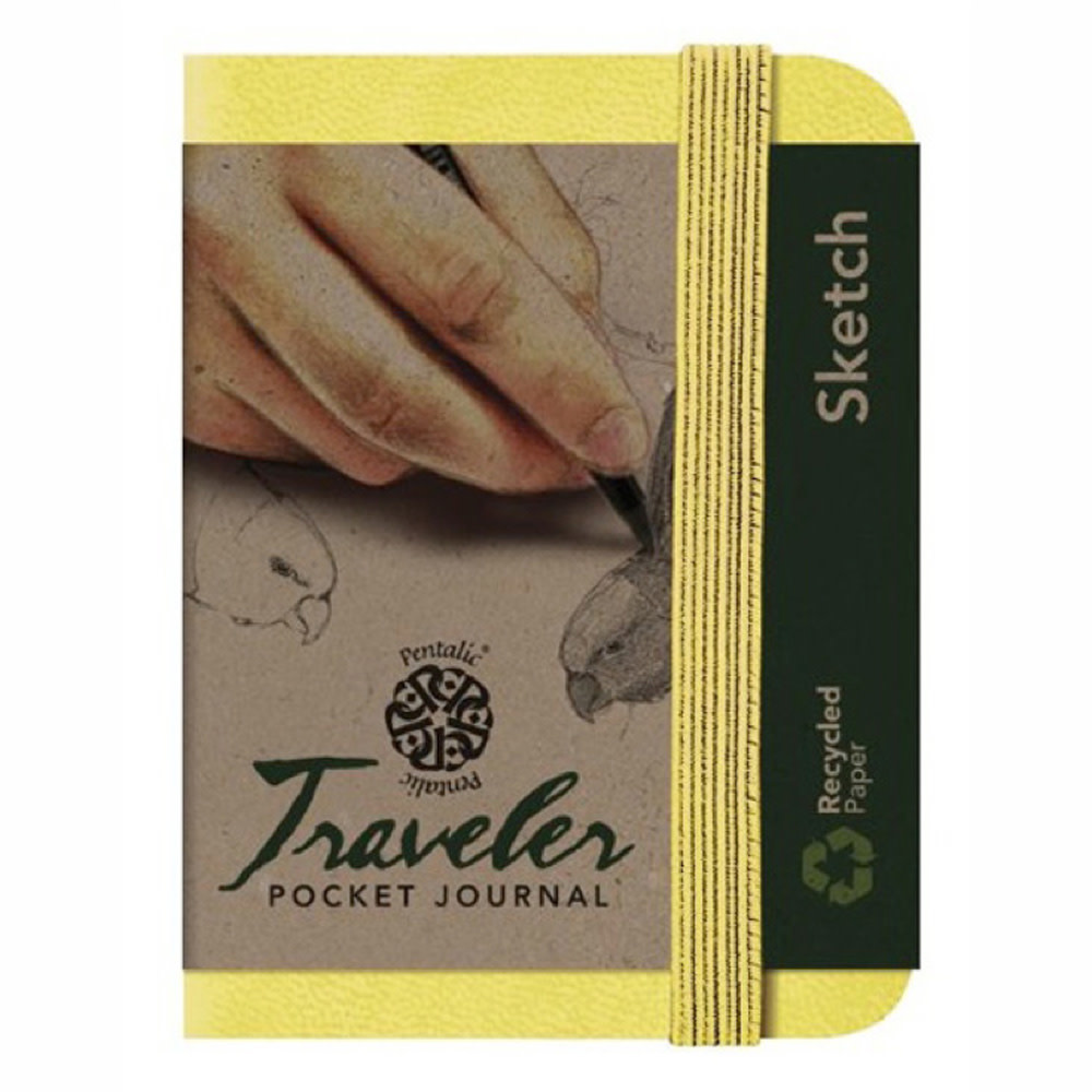 Pentalic 3 x 4 Pocket Sketchbook Traveler Journal, 160 Pages, Olive Green
