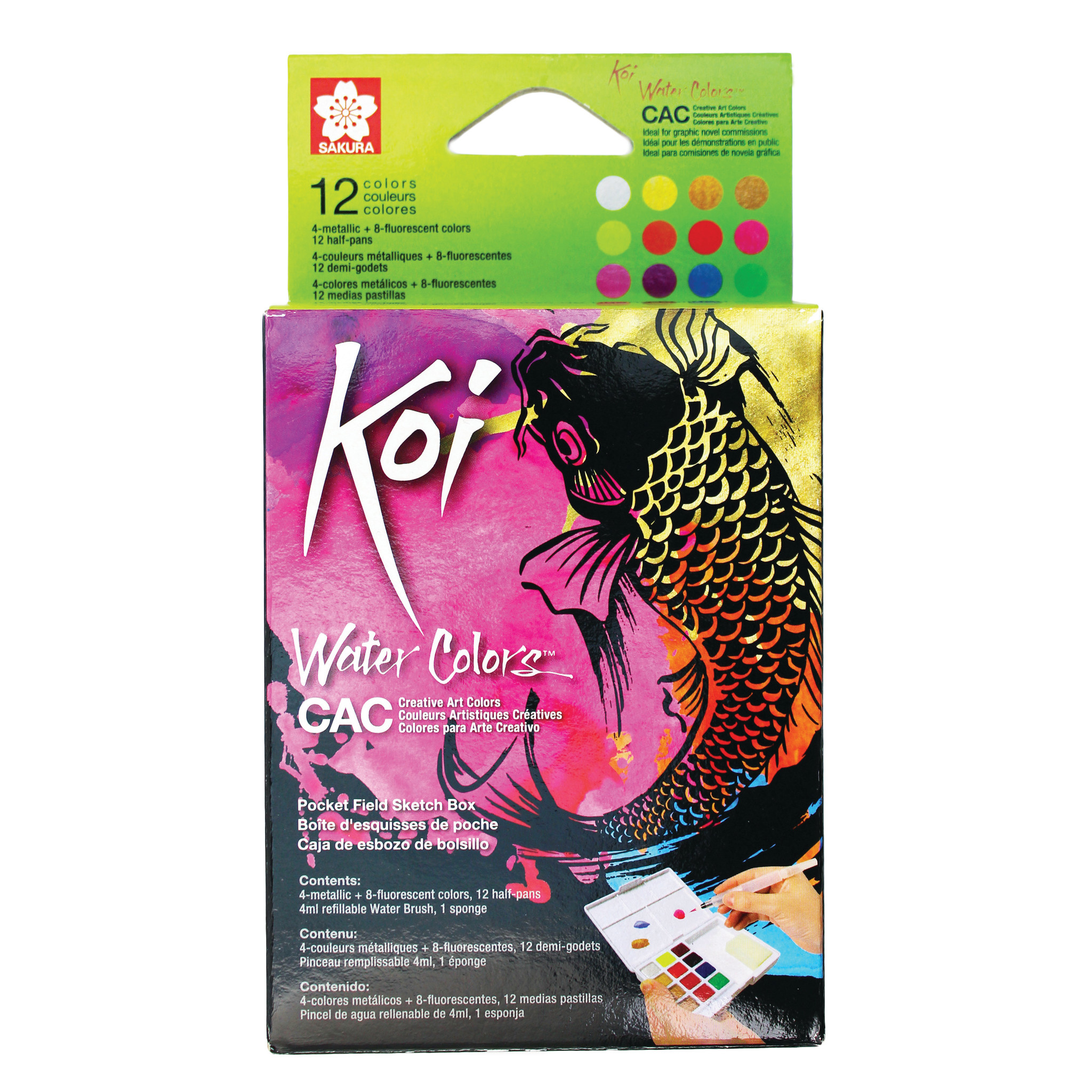 Koi Watercolors Pocket Field Sketch Box - Set of 12