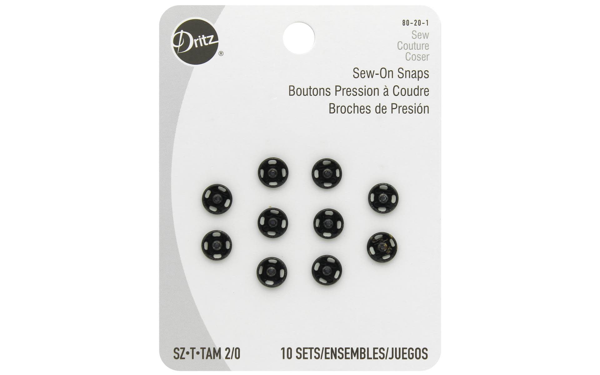 Dritz Black Sew On Snaps Size 2 - 6ct - Sew On Snaps - Snaps & Fasteners -  Buttons