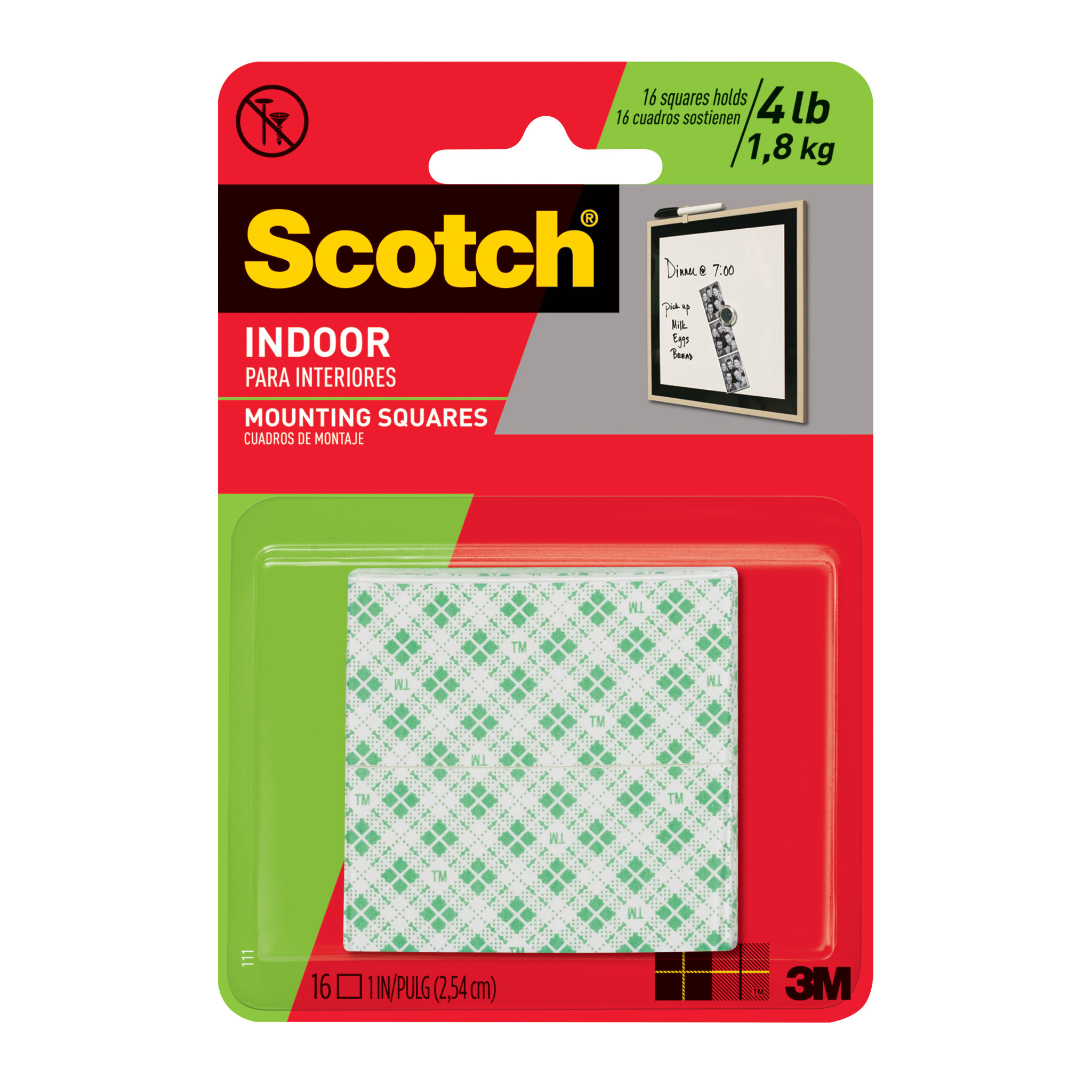 3M™ Scotch® Pre-Cut Foam Mounting Squares Heavy Duty, 1 Inch, 16 Count  Squares, RAA Hardware