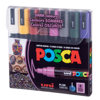 Posca Paint Marker Medium Dark Colors 8 Set
