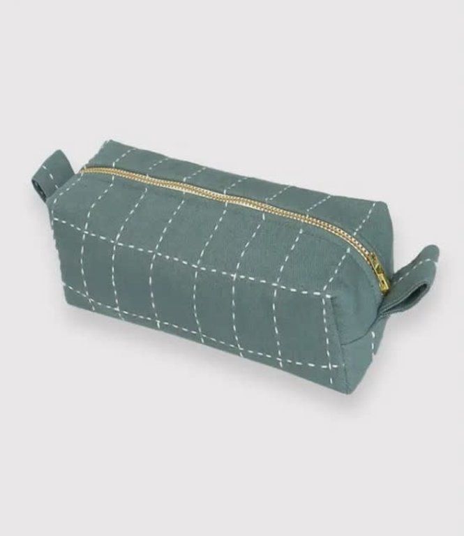 Colleen Clines Small Grid-Stitch Toiletry Bag