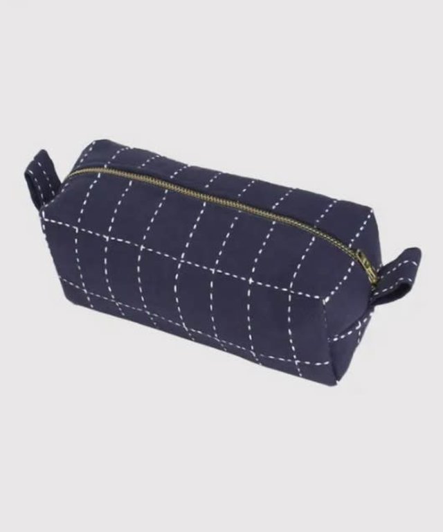 Colleen Clines Small Grid-Stitch Toiletry Bag