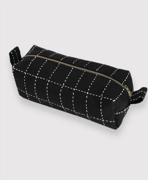 Colleen Clines Small Grid-Stitch Toiletry Bag