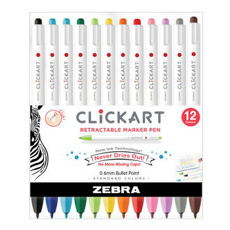 Zebra ClickArt Retractable Marker Pen 12 Set