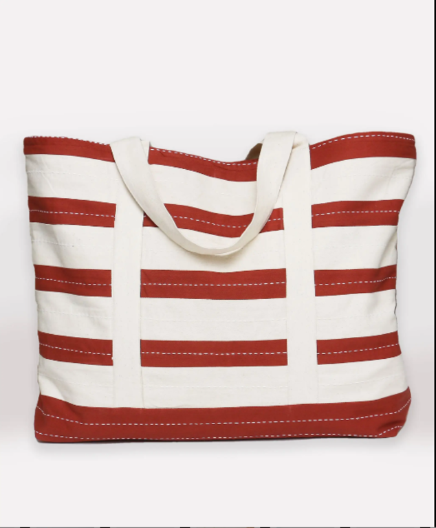 Colleen Clines Stripe Canvas Tote Bag