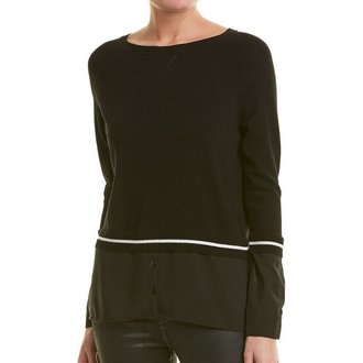 Nicole Miller Boat Neck Sweater Skinny Stripe