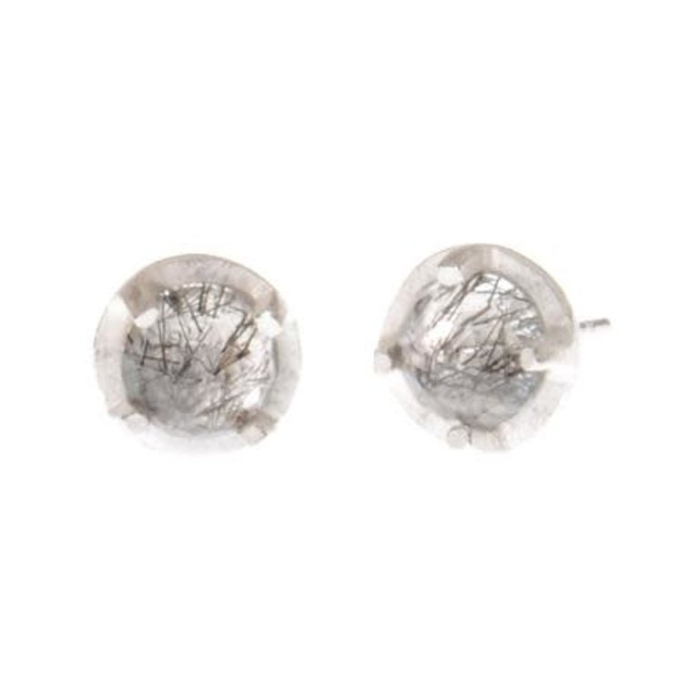 Heather Guidero Guidero Carved 6mm Prong Stone Earrings Bright Sterling