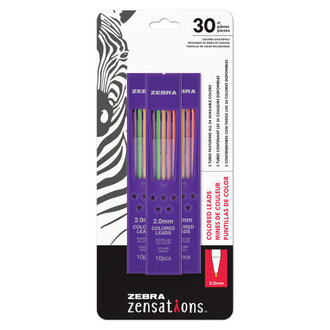 Zebra Zensations Colored Mechanical Lead Refills 24 Colors 30 Pack