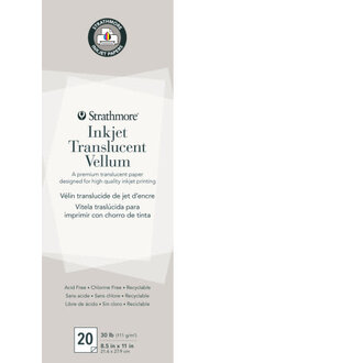 Strathmore Translucent Vellum Sheets Inkjet 8.5"x11" 20 Pack