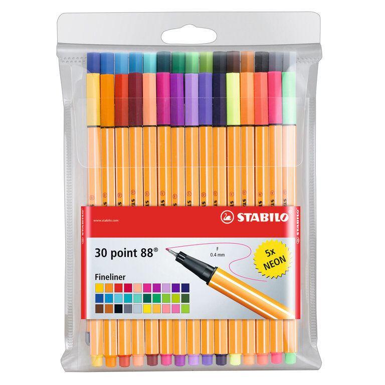 Stabilo Stabilo Point 88 Pen 30-Color Wallet Set