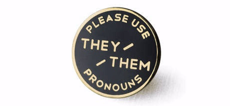 Gamut Pins Gamut Enamel Pronoun Pins 3/4" Black & Gold