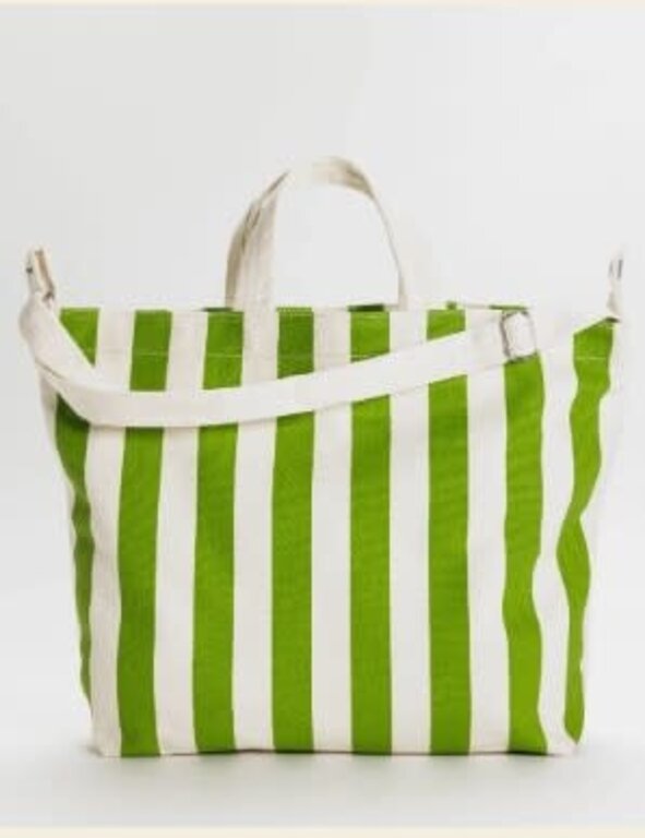 Ellen Van Der Laan Baggu Horizontal Zip Duck Bag Green Awning Stripe