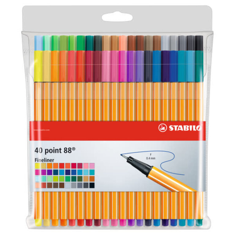 Stabilo Stabilo Point 88 Pen 40-Color Wallet Set