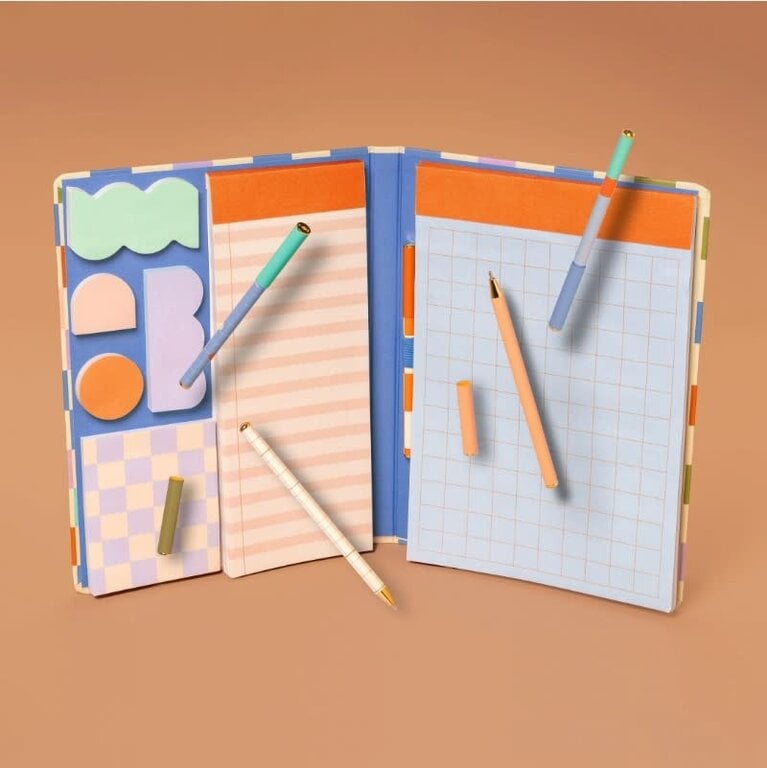Kikkerland Design Inkerie Notepad with Sticky Notes Set and Pen