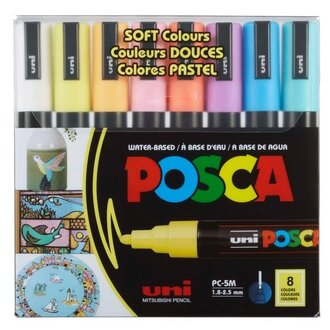 Posca Paint Marker 8-Color PC-5M Medium Soft Colours Set