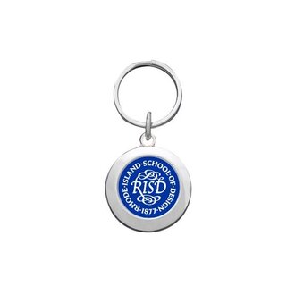 RISD Medallion Silver Prestige Round Keychain Royal White