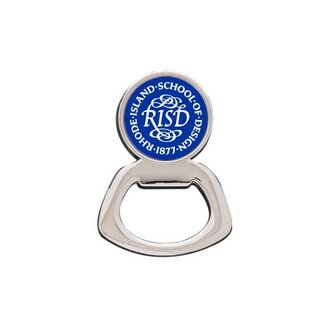 RISD Medallion Bottle Opener Magnet Silver Royal/White