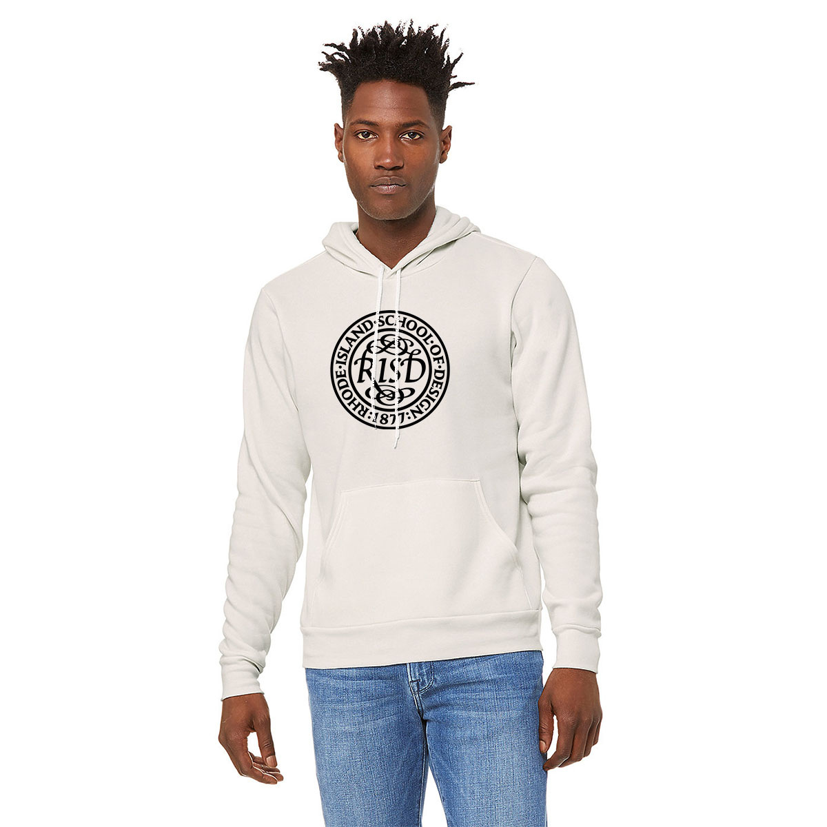 Bella Canvas Seal Pullover Hoodie Vintage White Black XL RISD Store