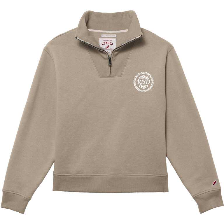 League-Legacy Collegiate Wear Quater Zip Embroidered Khaki