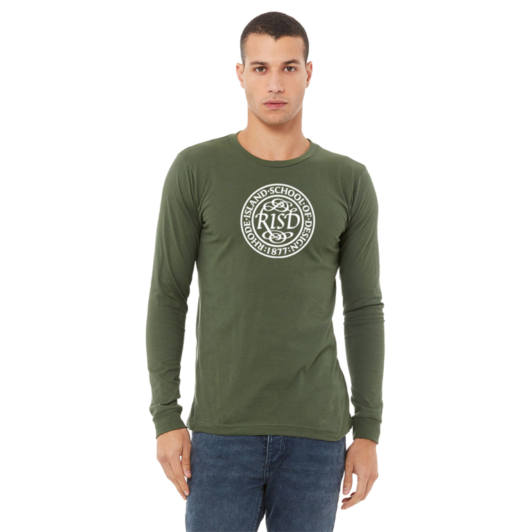 Bella + Canvas Unisex Long Sleeve Seal Tshirt Military Green/White S