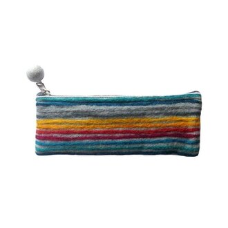 Lamali Felt Handmade Pouch Long Stripes