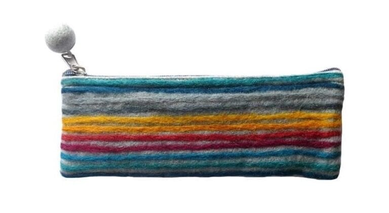Lamali Felt Handmade Pouch Long Stripes