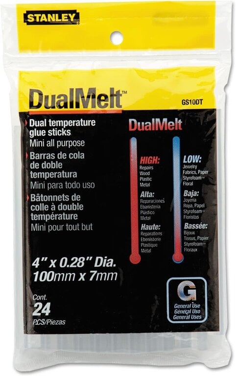 Stanley Mini Dualmelt Glue Sticks  4"x 0.28" Dia.24 pk .