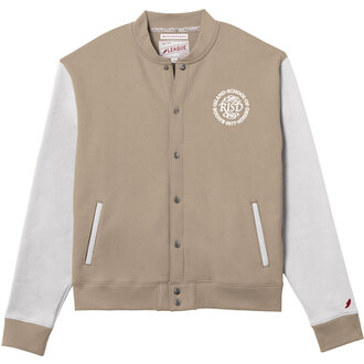 League 1991 Varsity Jacket Embroidered Medallion LC Khaki/White M