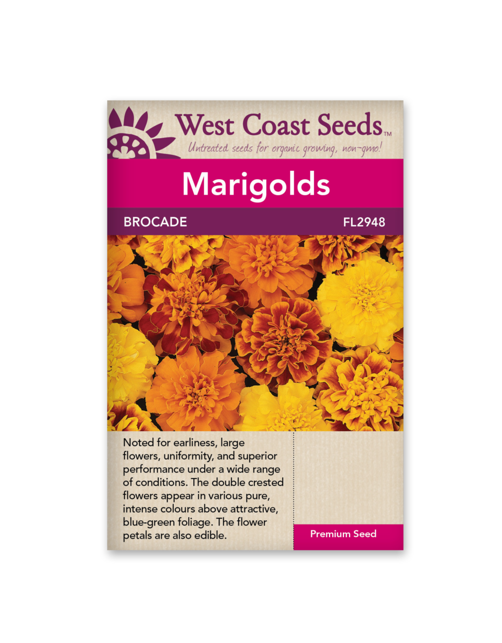 West Coast Seeds Marigolds - Brocade
