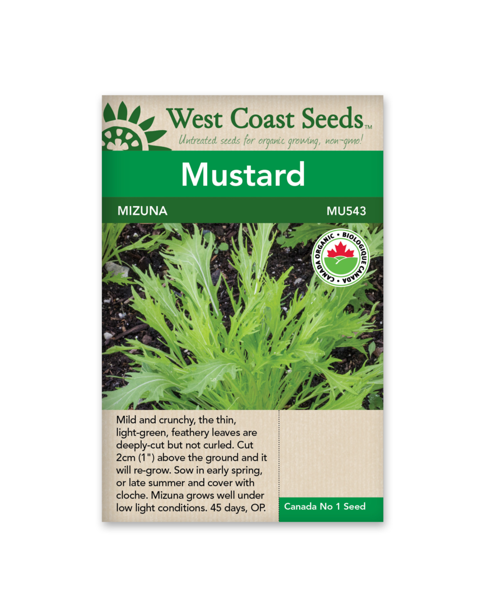 West Coast Seeds Mizuna Certified Organic