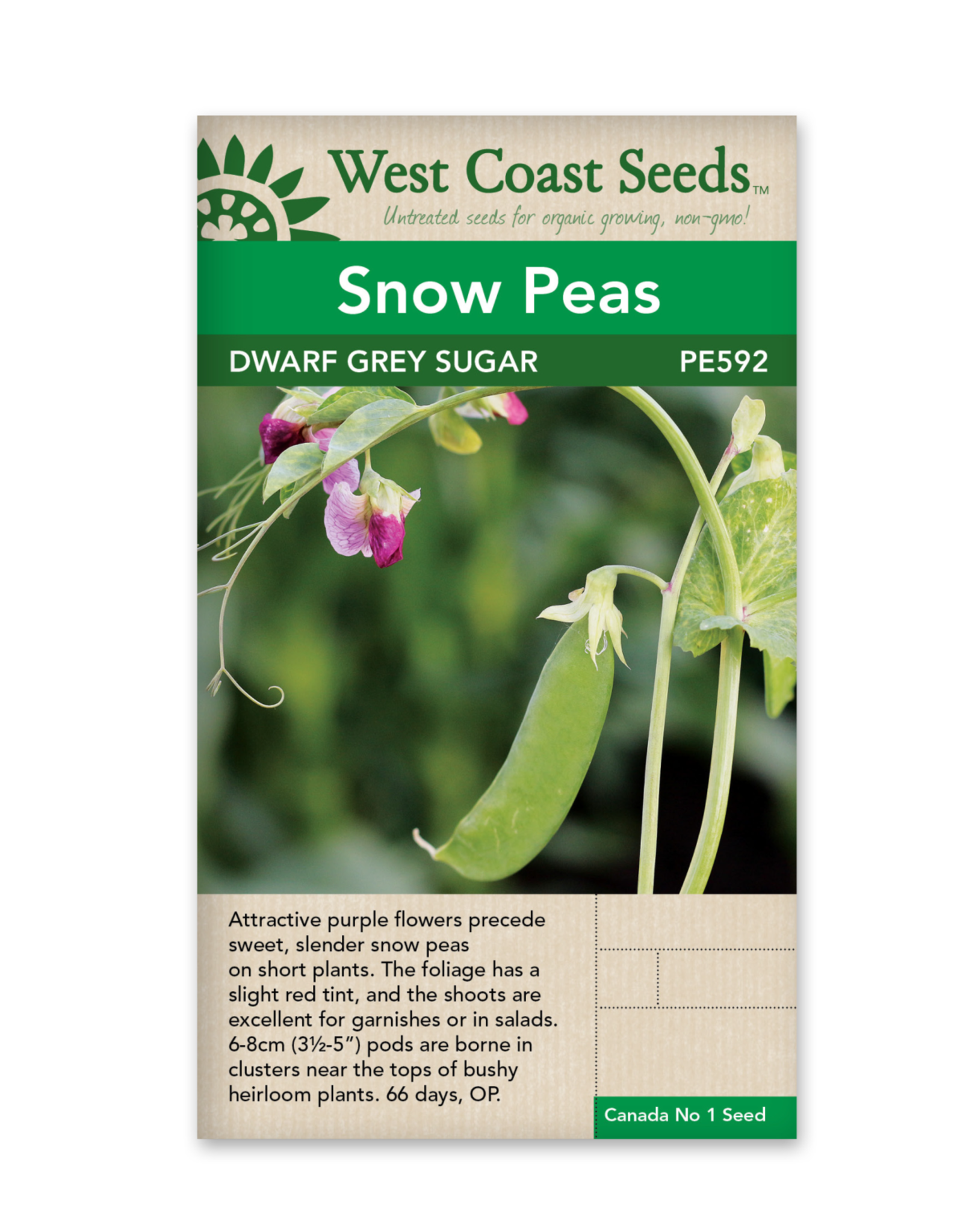 West Coast Seeds Peas - Dwarf Grey Sugar